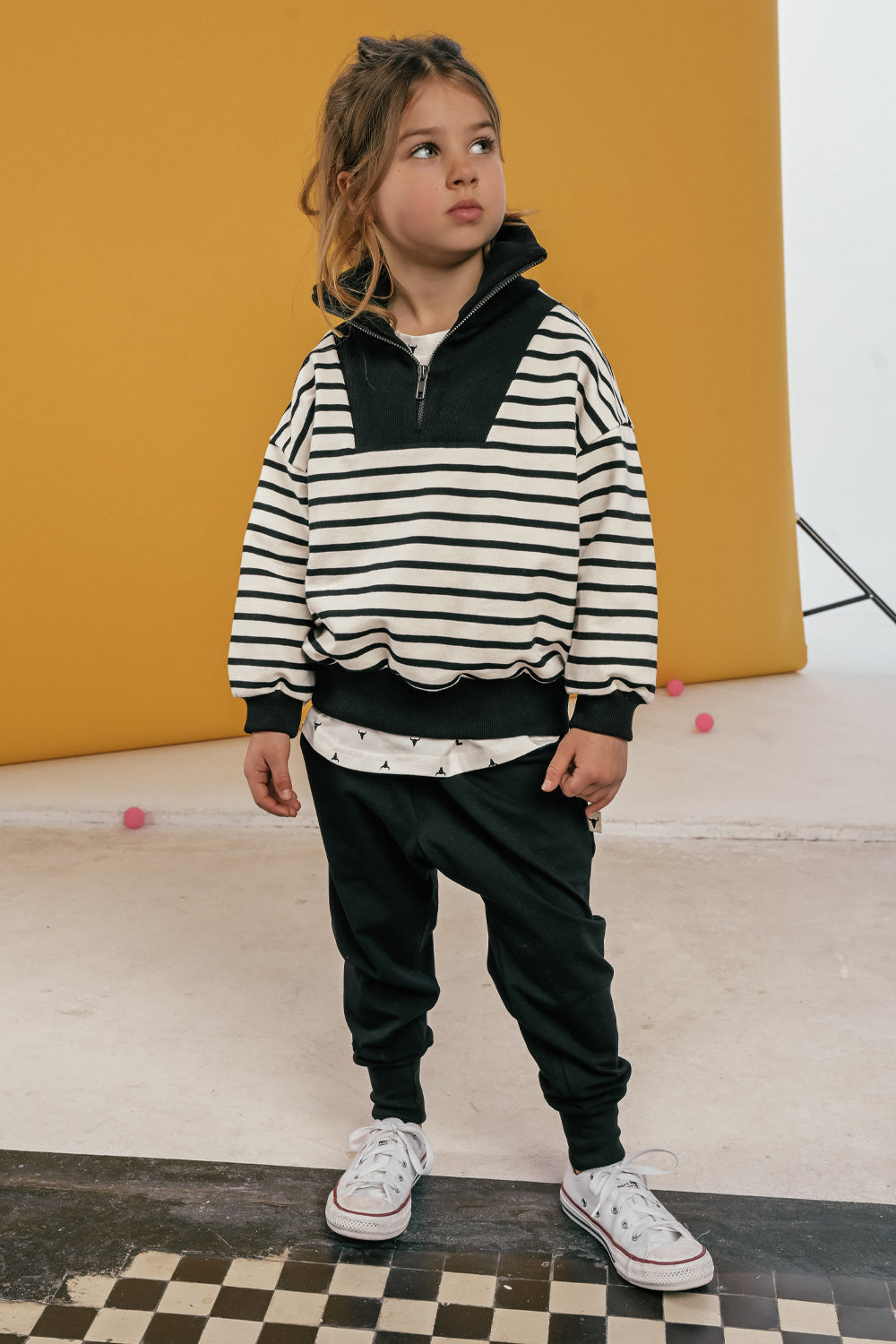 spodnie dziecięce - BLACK BUTTON PANTS black