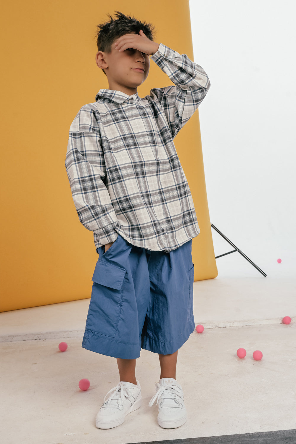 koszula dziecięca - CHECKED SHIRT gray/blue