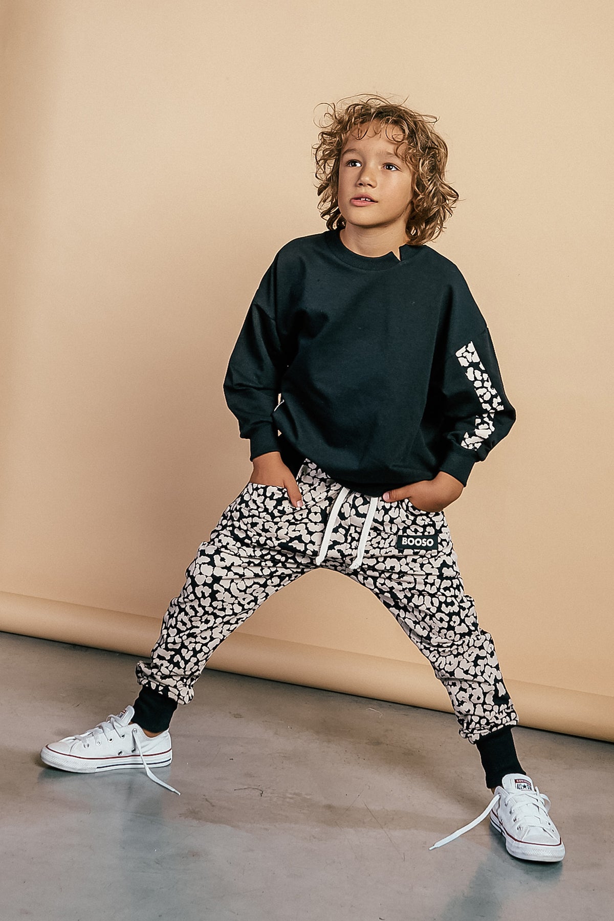 spodnie dziecięce- STRIPED PANTS PANTERA black/ecru