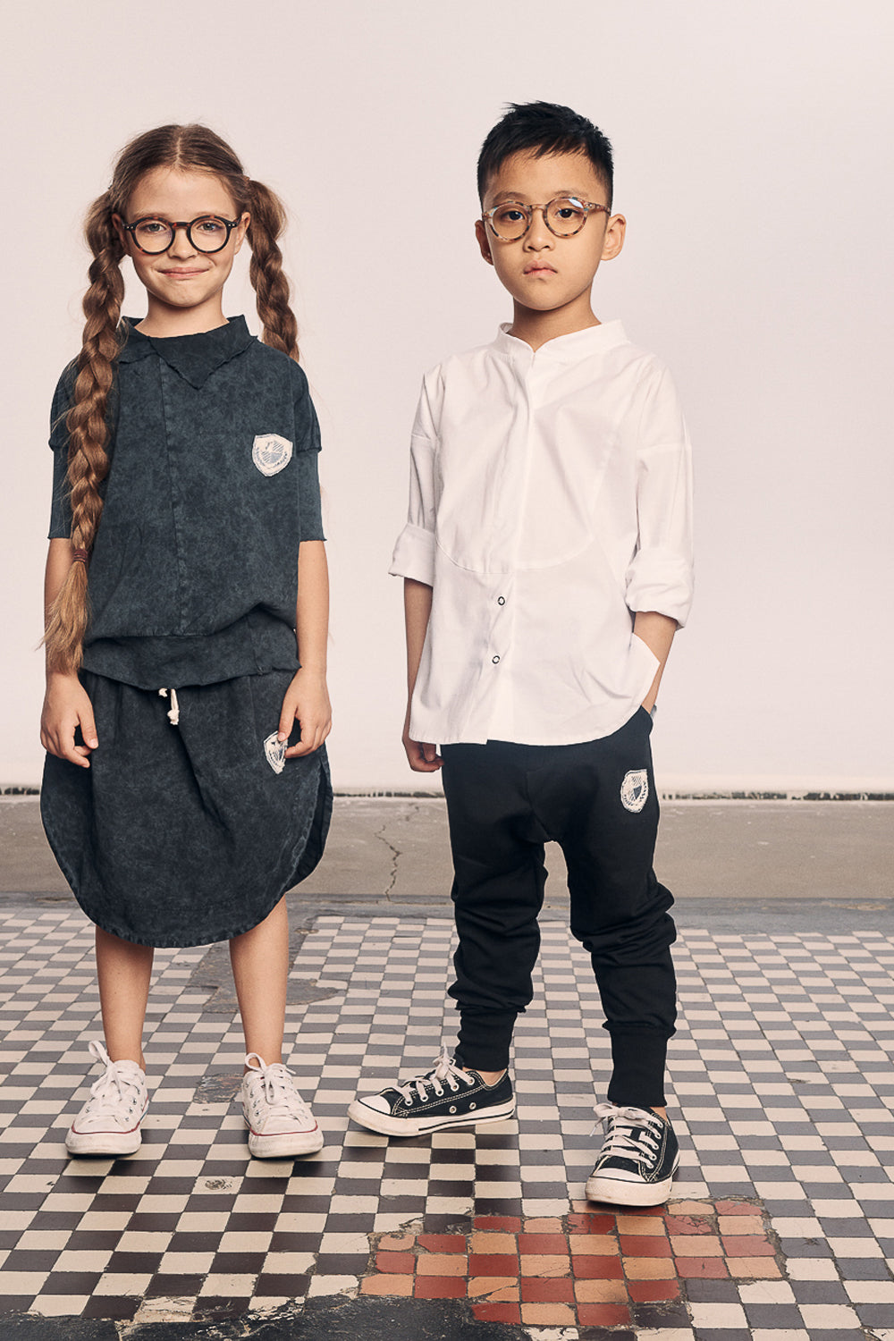 spodnie dziecięce - BLACK BUTTON PANTS black