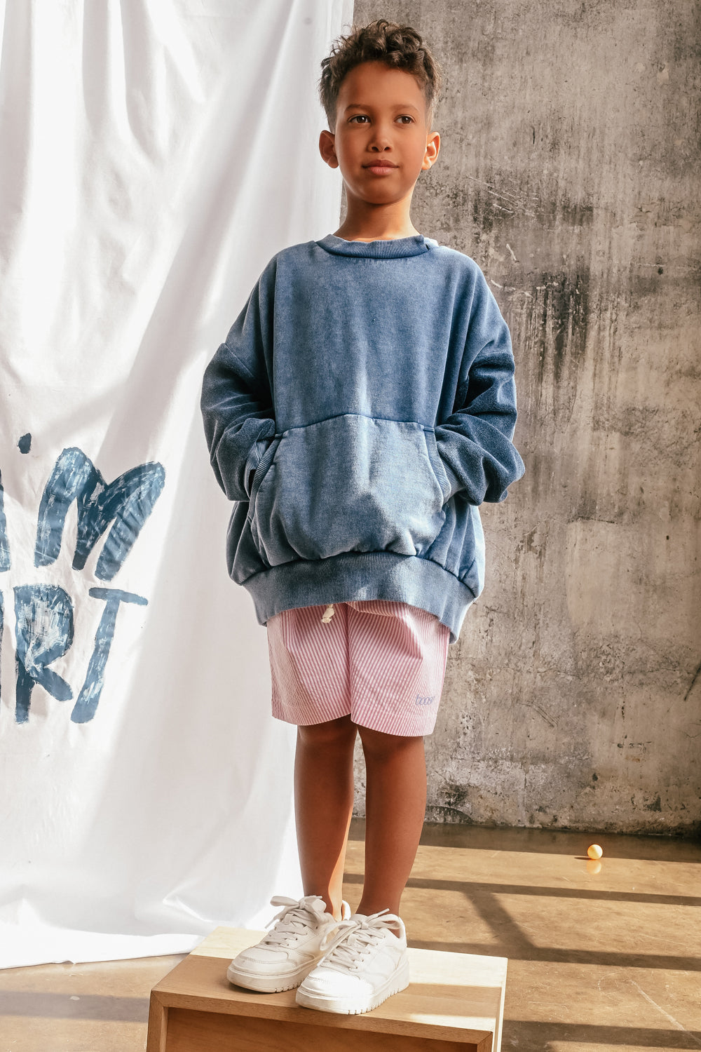szorty dziecięce- STRIPED SHORTS pink/white