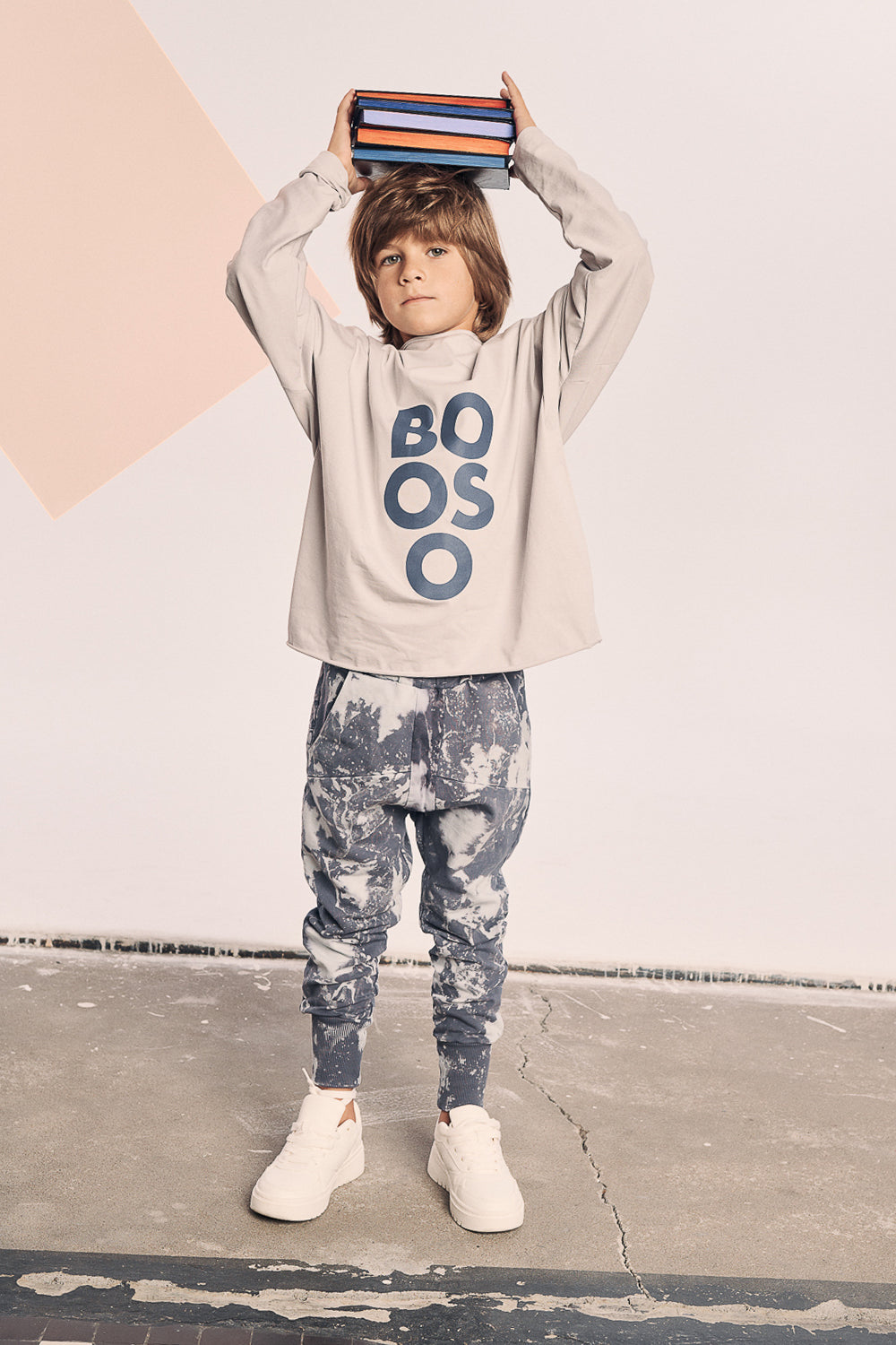 spodnie dziecięce - STRIPED SPLASH PANTS dark blue/gray