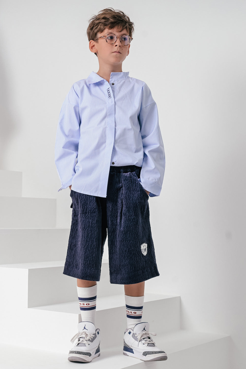 szorty dziecięce- CORDUROY NAVY SHORTS