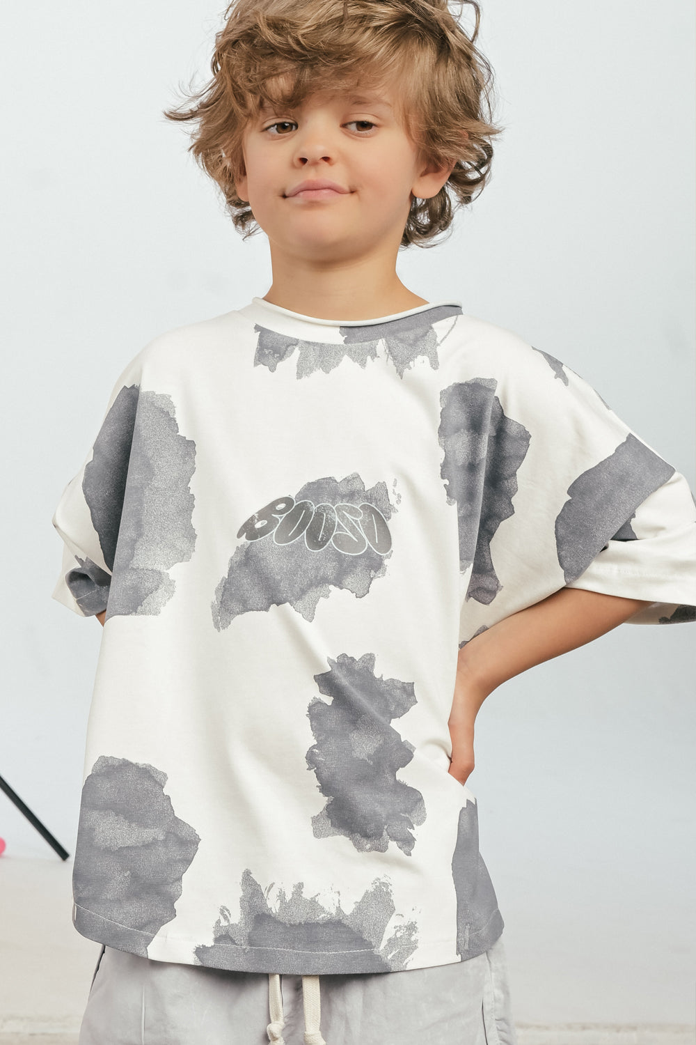 koszulka dziecięca- CLOUD TEE ecru/gray