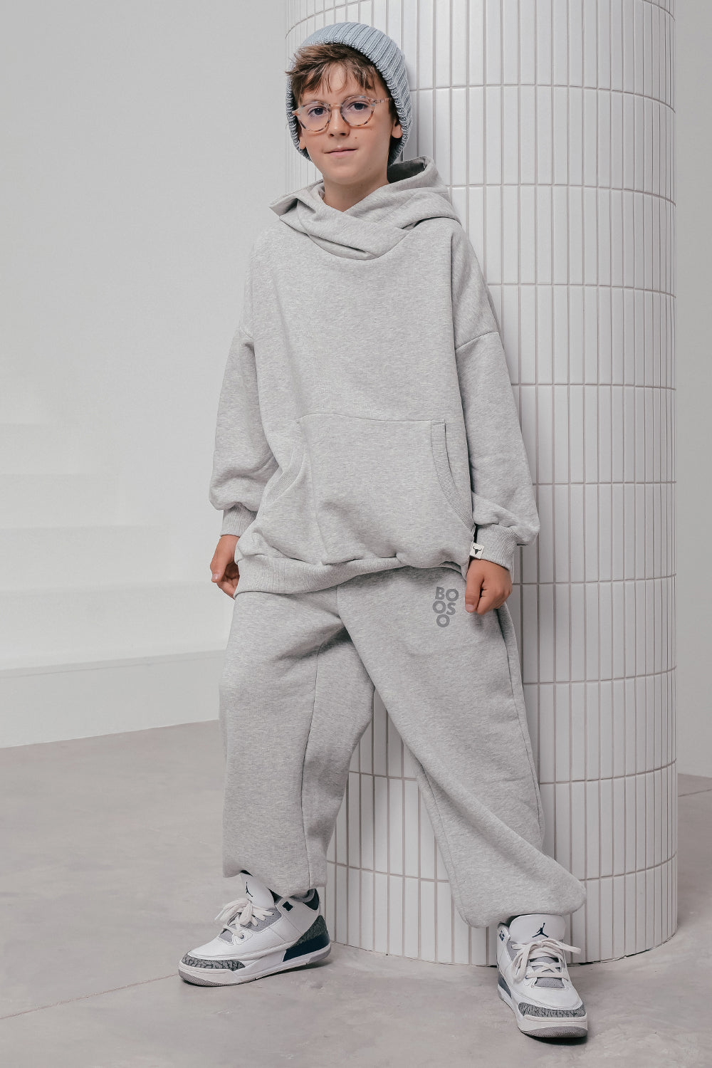 spodnie dziecięce - WARM PANTS WIDE gray marl
