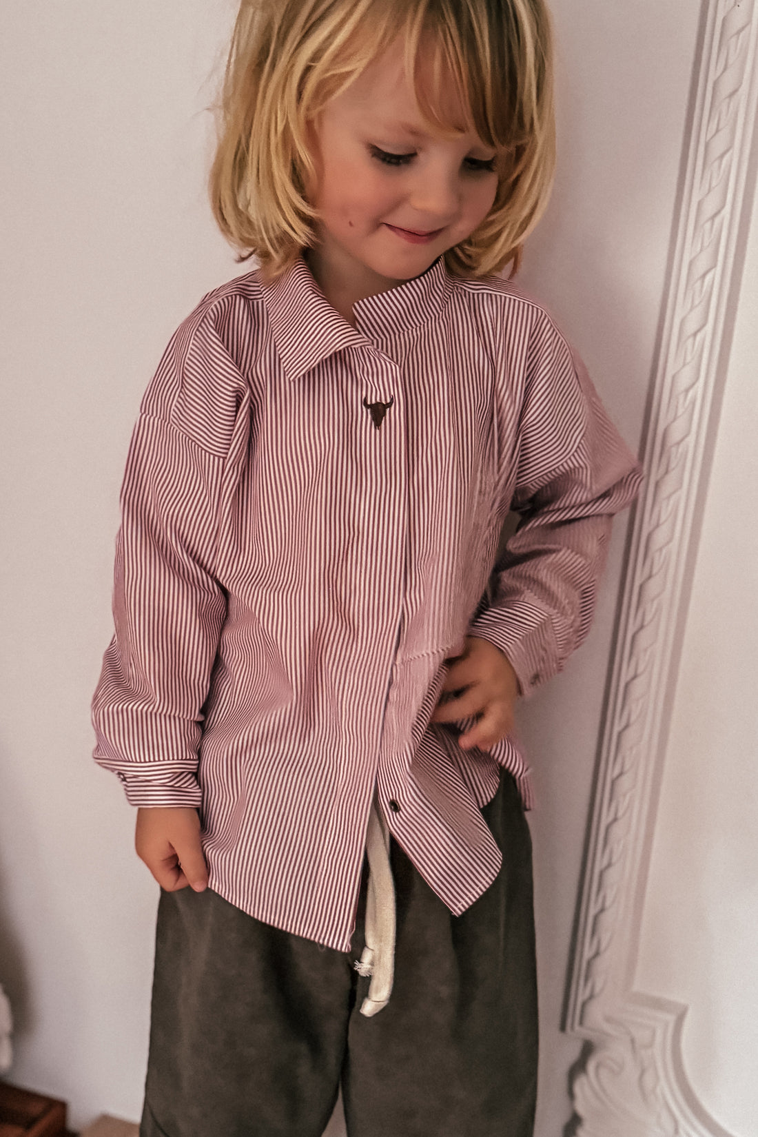 koszula dziecięca- STRIPED SHIRT red/white