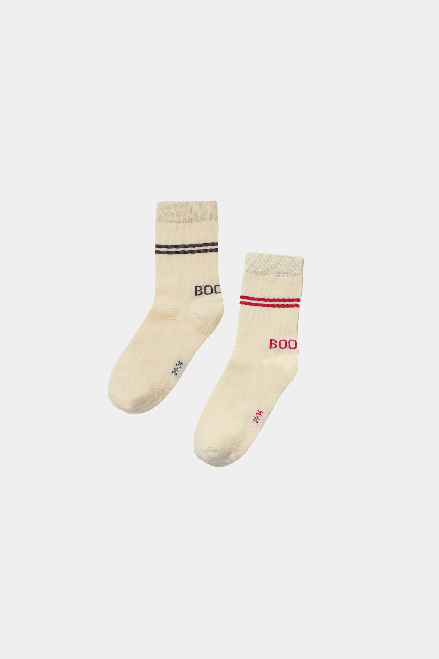 skarpetki dziecięce- DOUBLE SOCKS ecru/red/beige