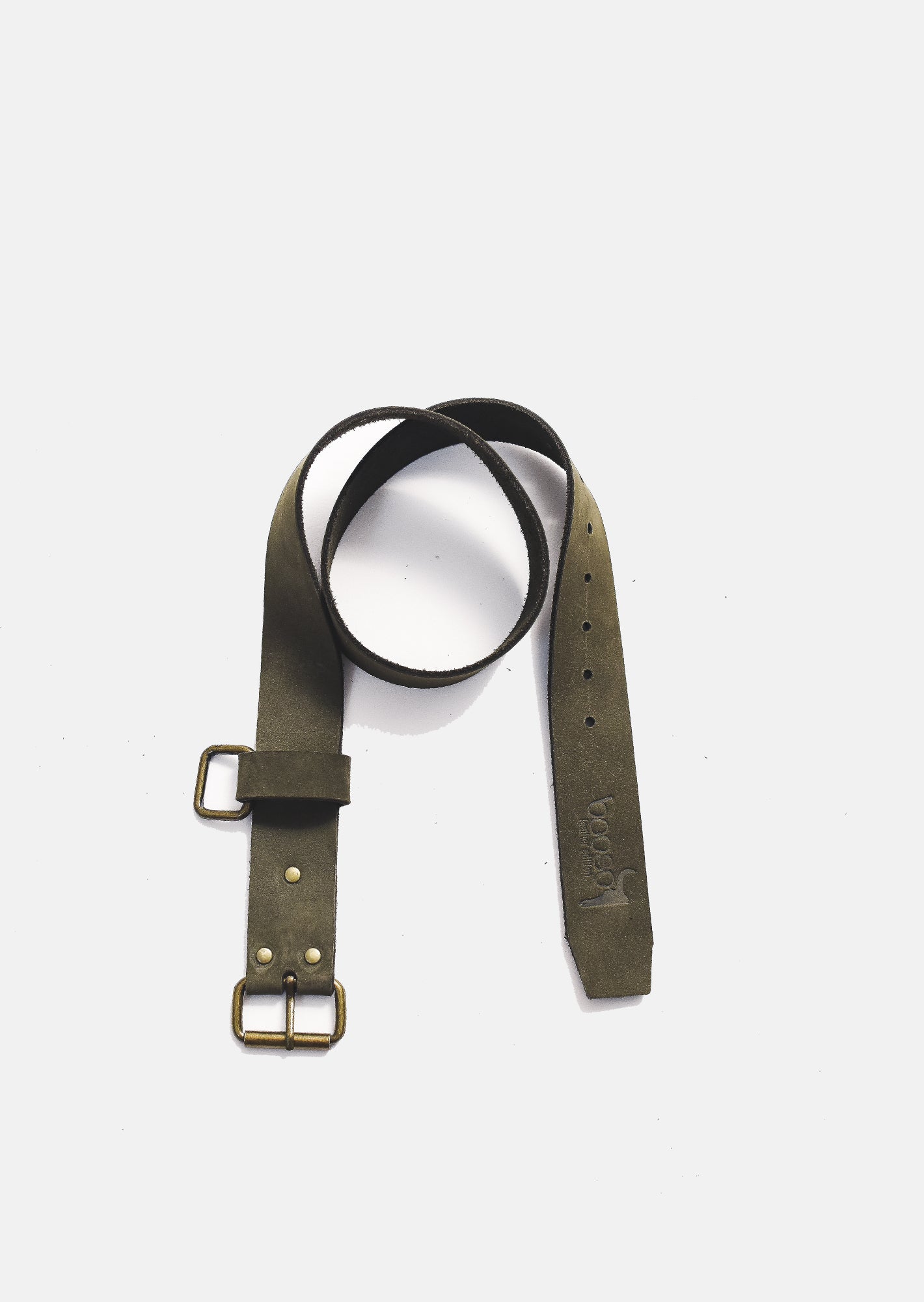 pasek dziecięcy- LEATHER BOOSO BELT khaki