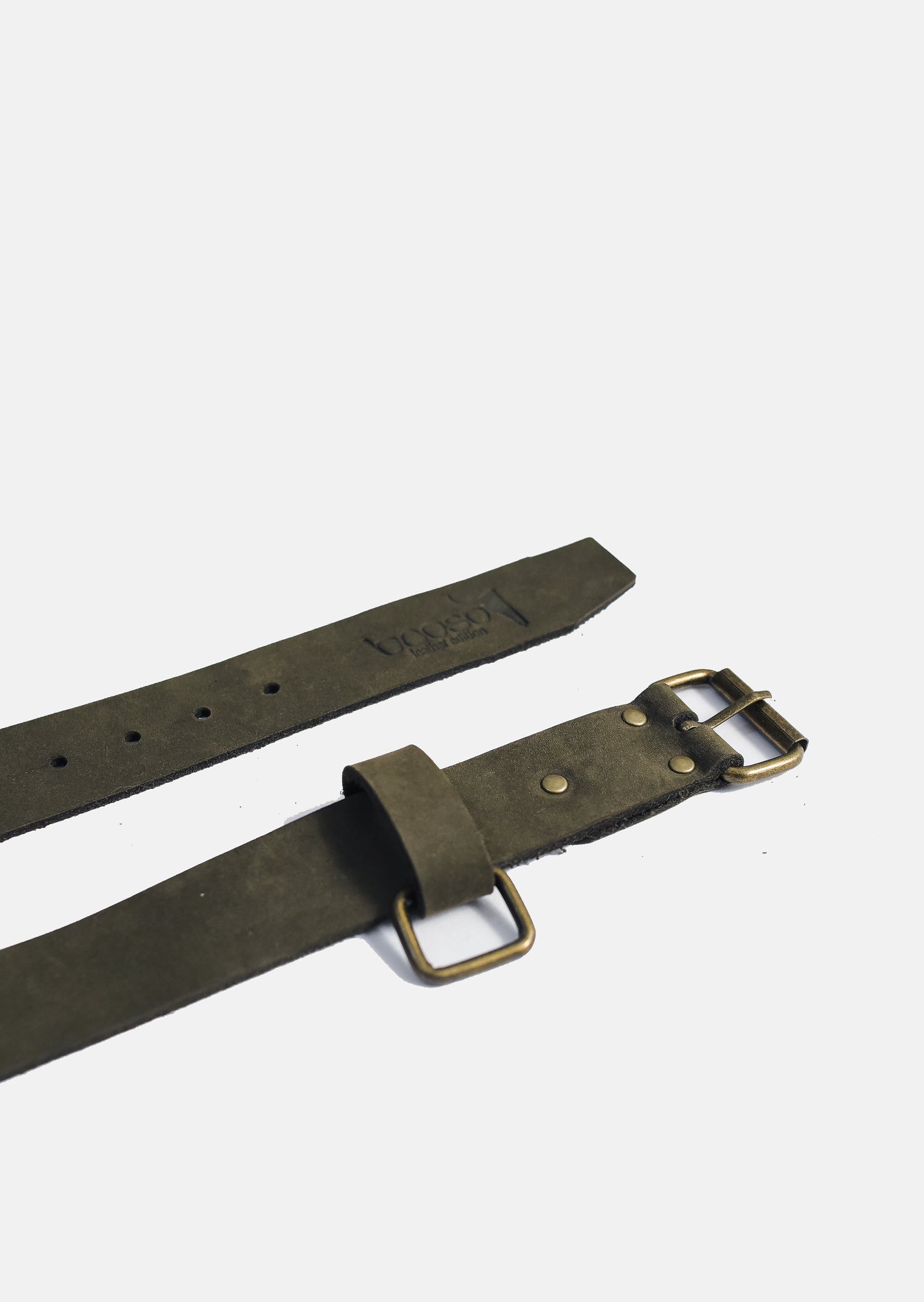 pasek dziecięcy- LEATHER BOOSO BELT khaki