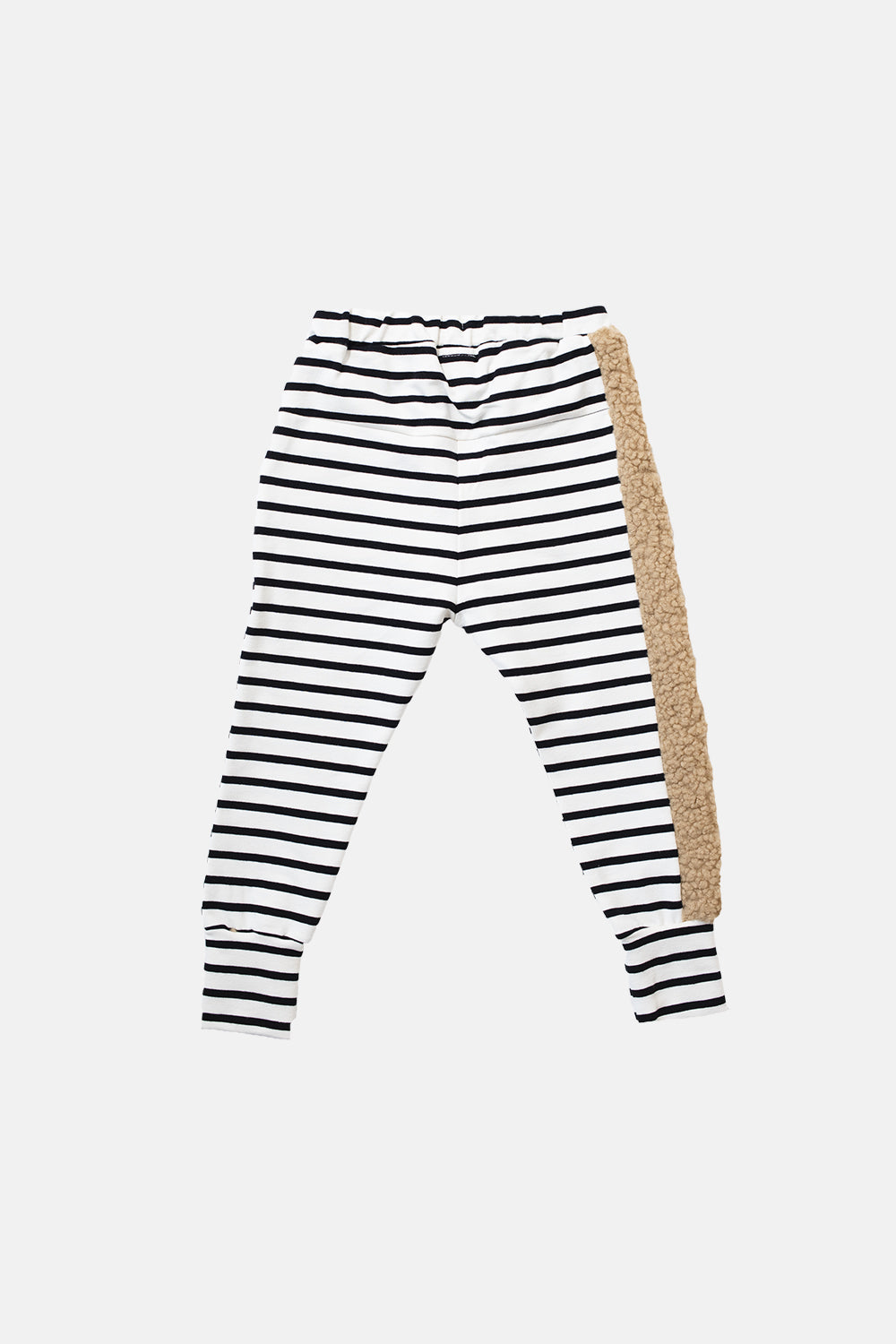 spodnie dziecięce - STRIPED FUR PANTS ecru/black/beige fur