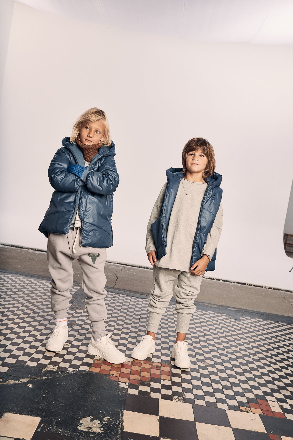 spodnie dziecięce - WARM PANTS gray marl