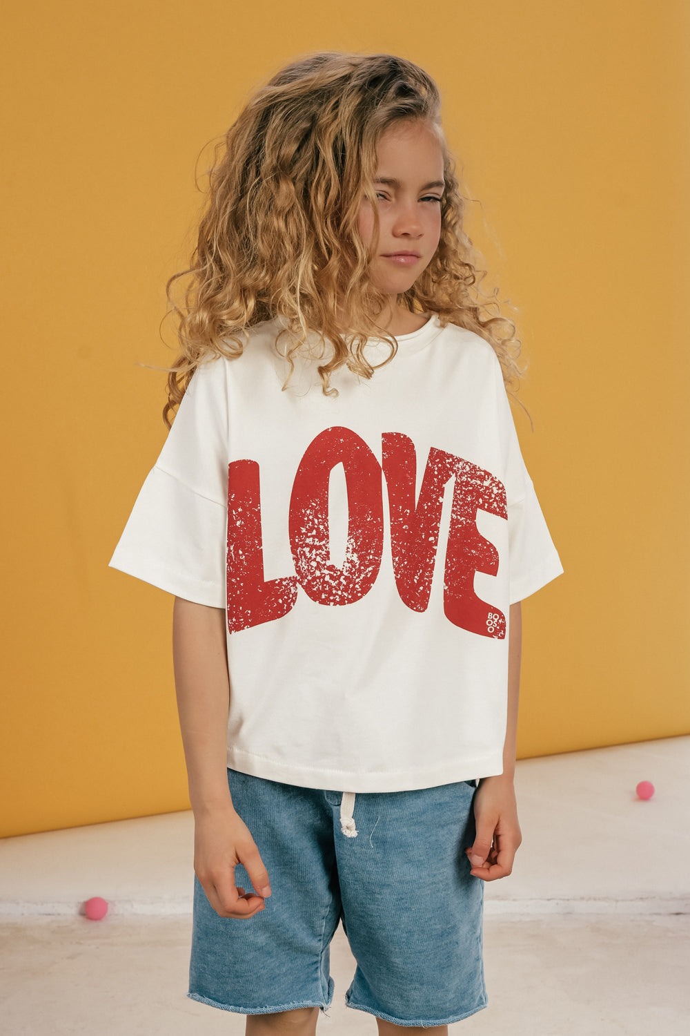koszulka dziecięca- LOVE TEE ecru/red