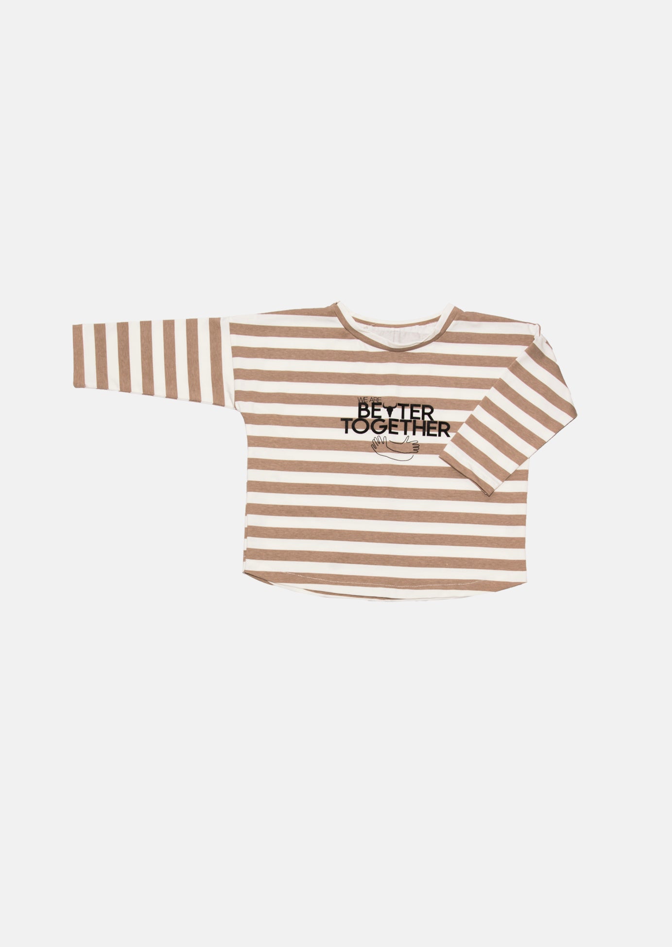 koszulka dziecięca- STRIPED LONGSLEEVE ecru/brown