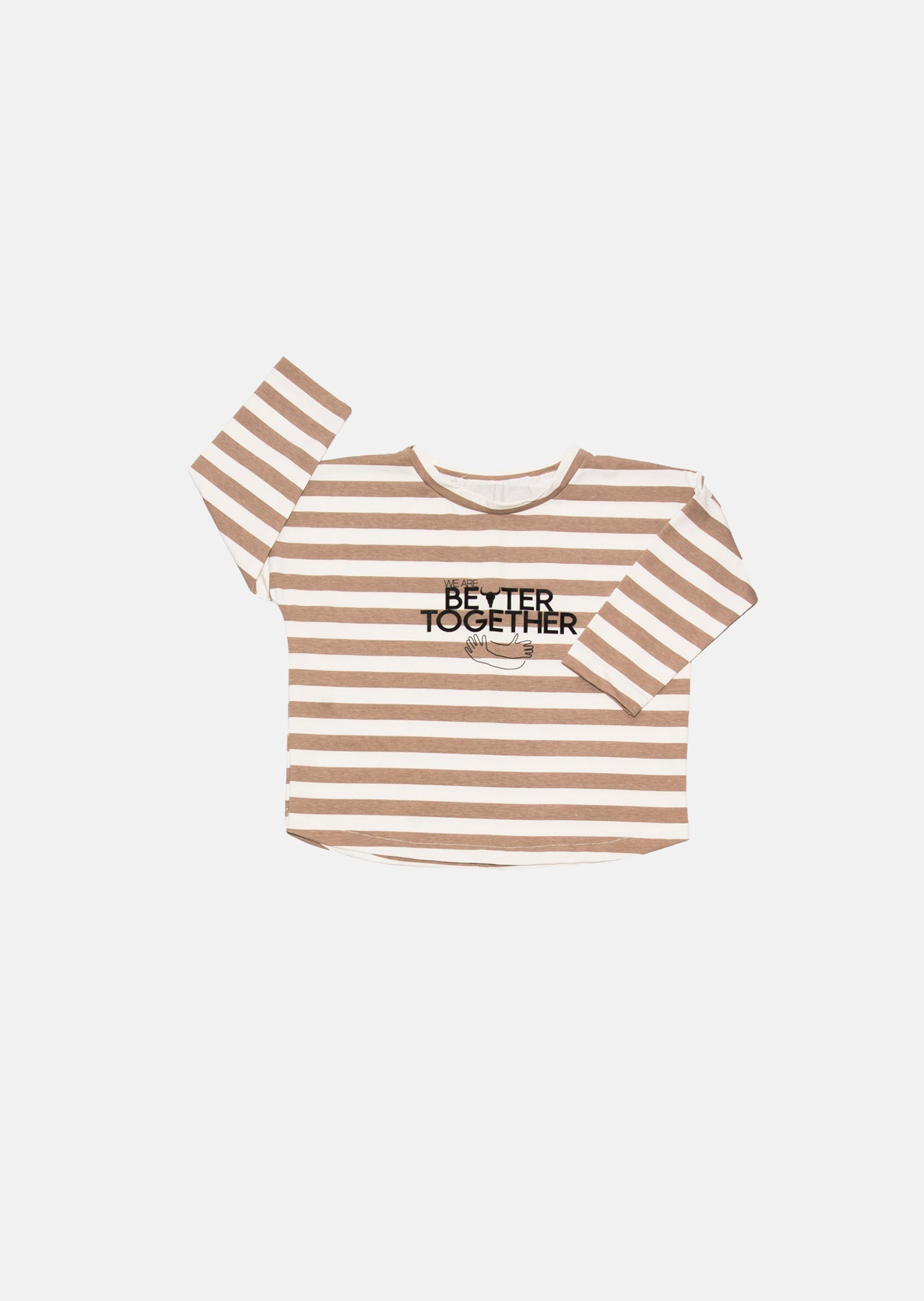 koszulka dziecięca- STRIPED LONGSLEEVE ecru/brown