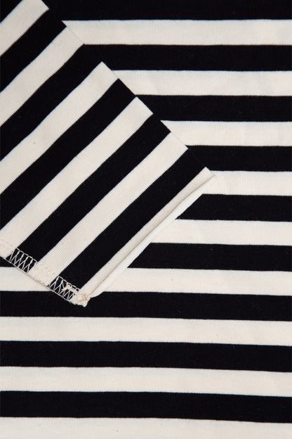 koszulka dziecięca- STRIPED BOXY BOOSO LONGSLEEVE  ecru/black