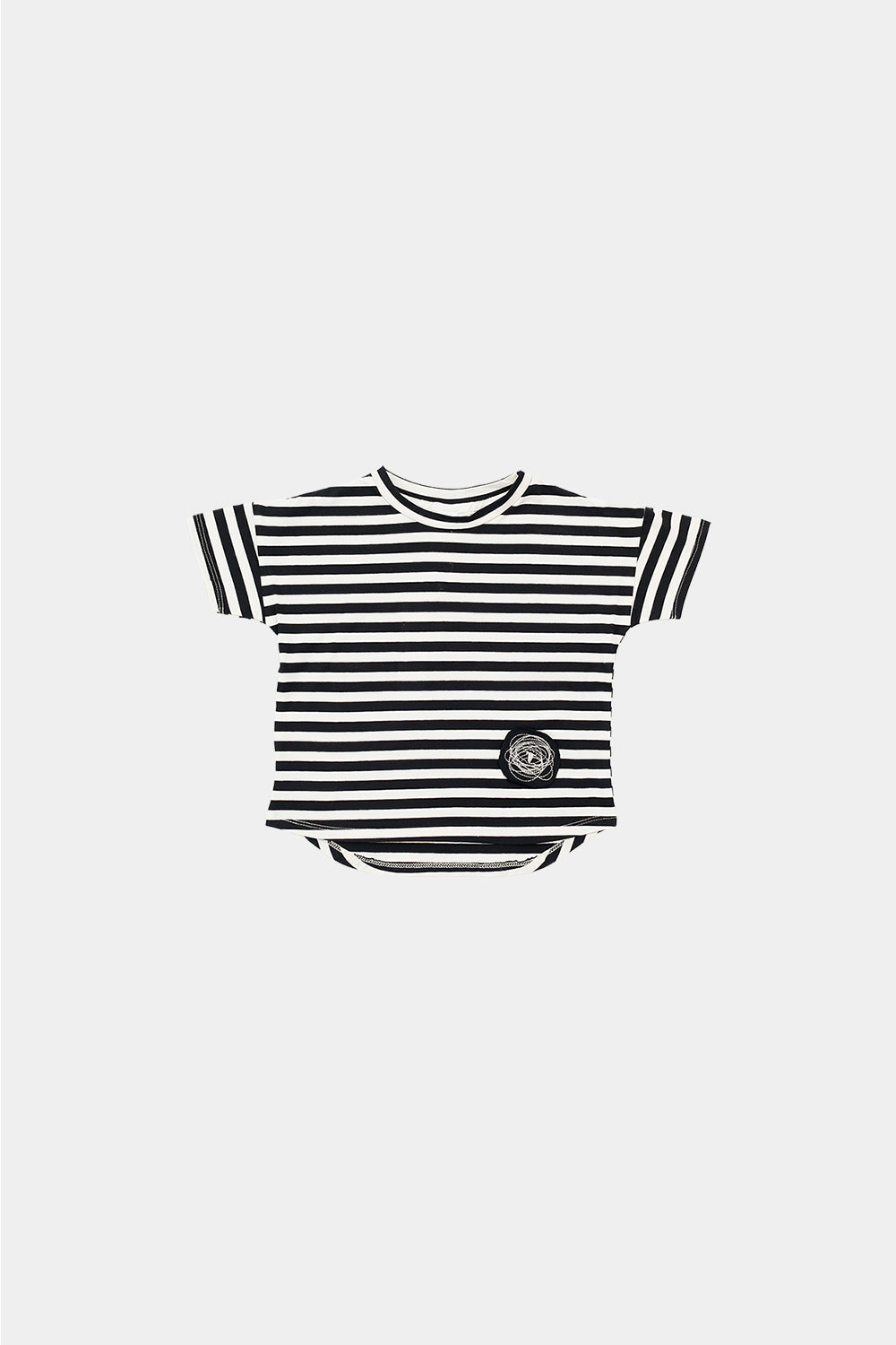 koszulka dziecięca- STRIPED TEE ecru/black