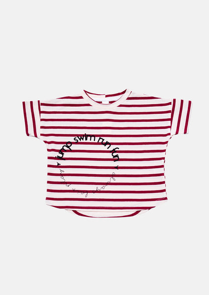 koszulka dziecięca- STRIPED JUMP TEE red/ecru