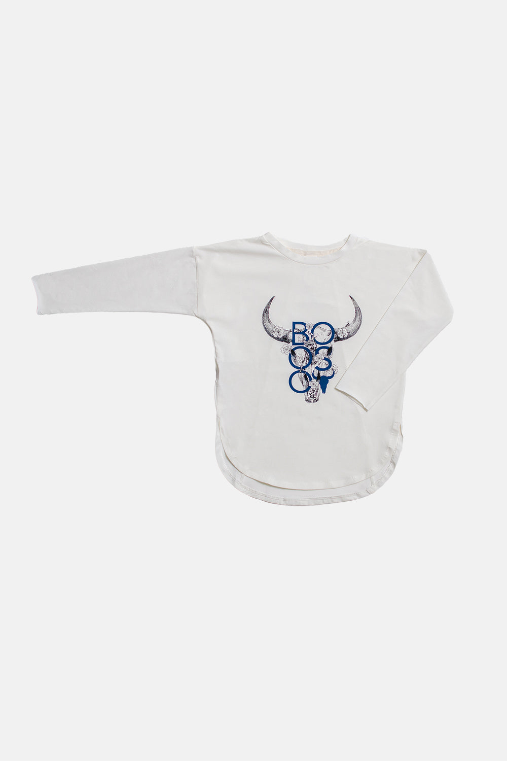 koszulka dziecięca-  BISON WHITE LONG white/black/blue