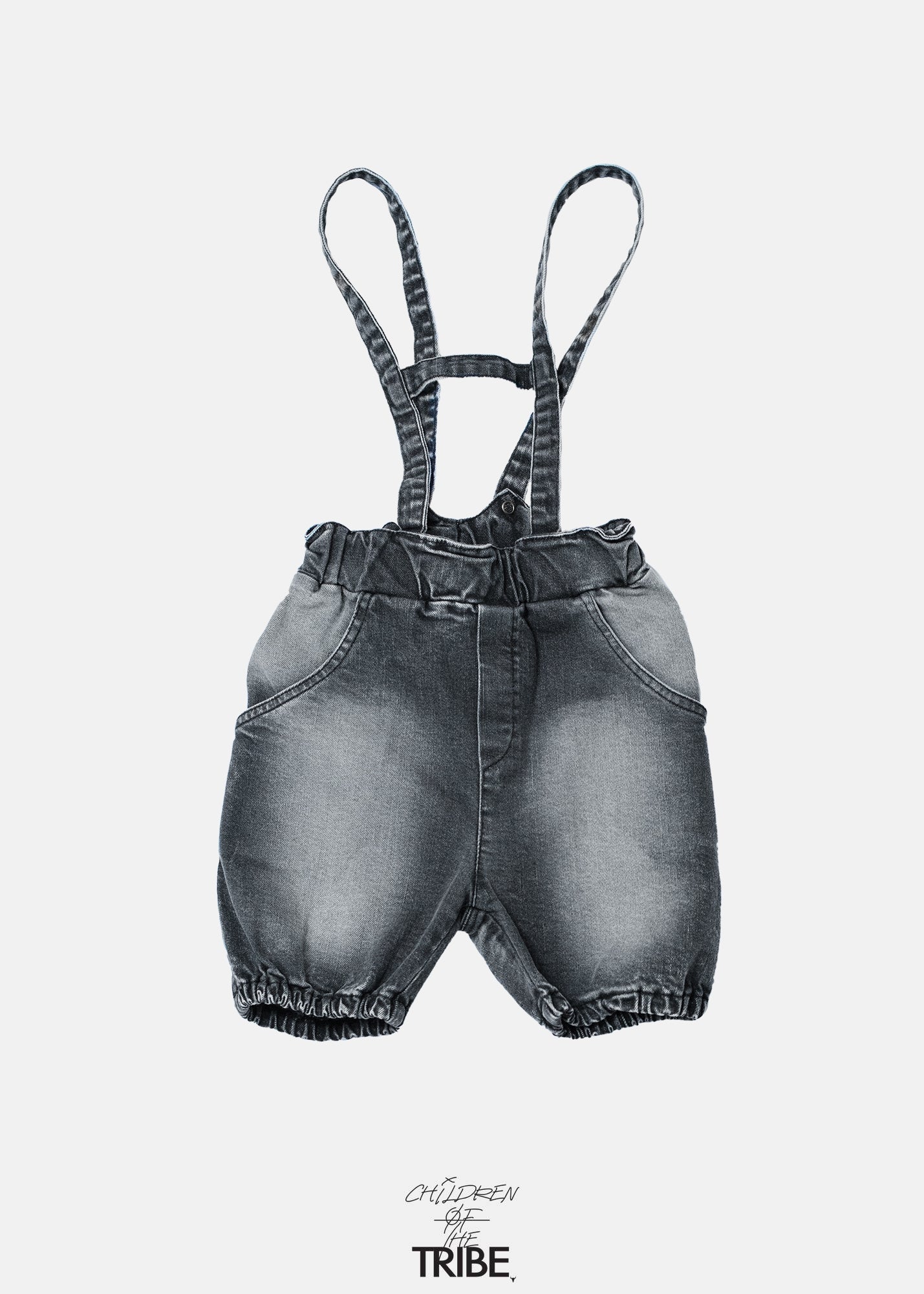 szorty dziecięce- JEANS SUSPENDER SHORTS black