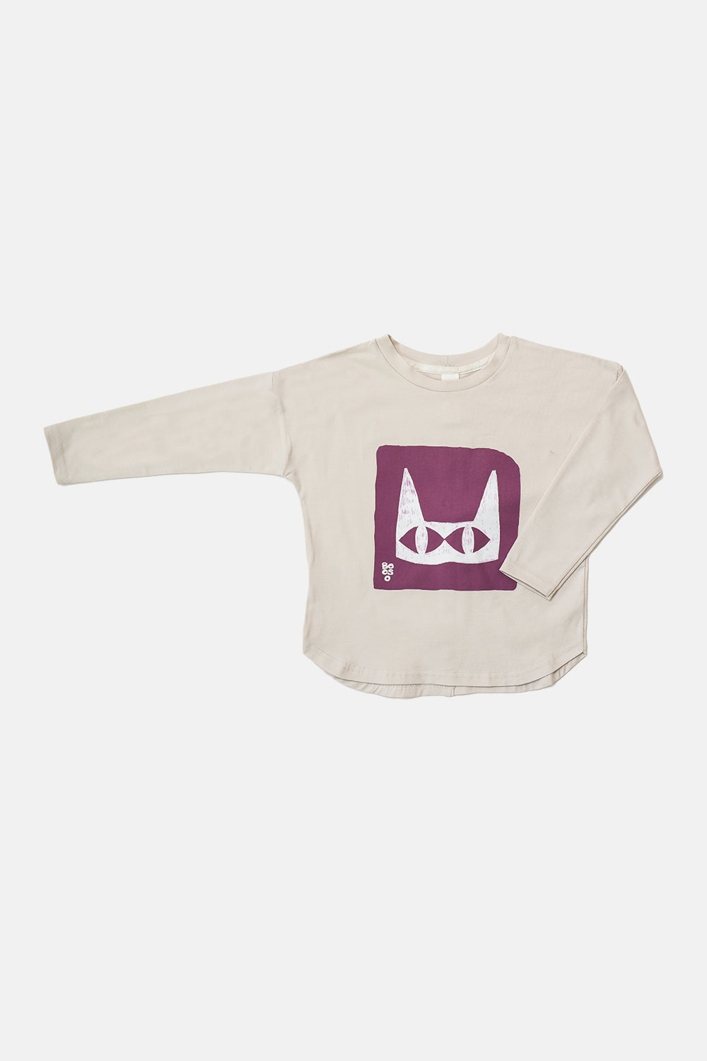 koszulka dziecięca- WIDE CAT LONG light beige/lilac