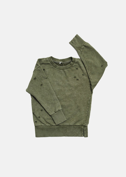 bluza dziecięca- TORN SWEATSHIRT khaki