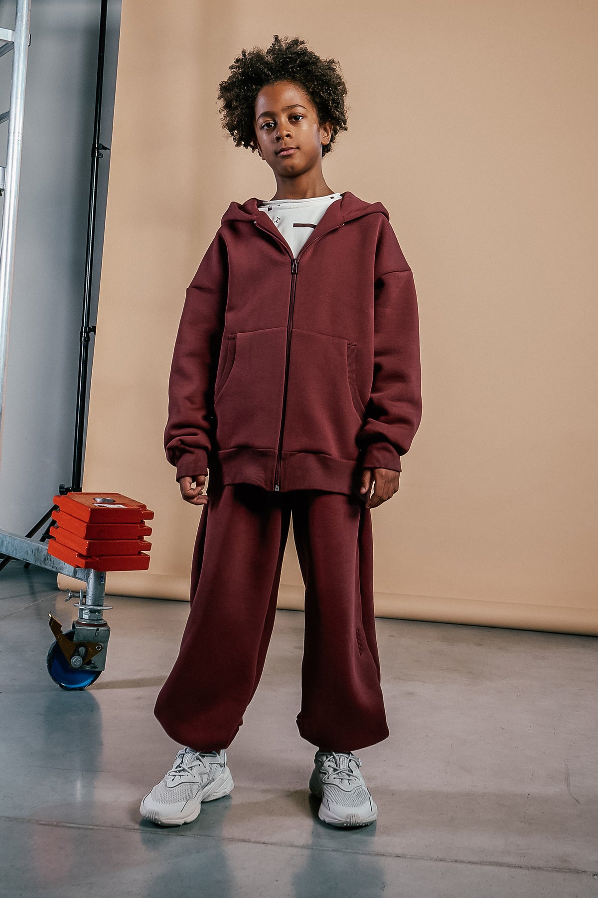 bluza dziecięca- WARM ZIP WIDE HOODIE burgund