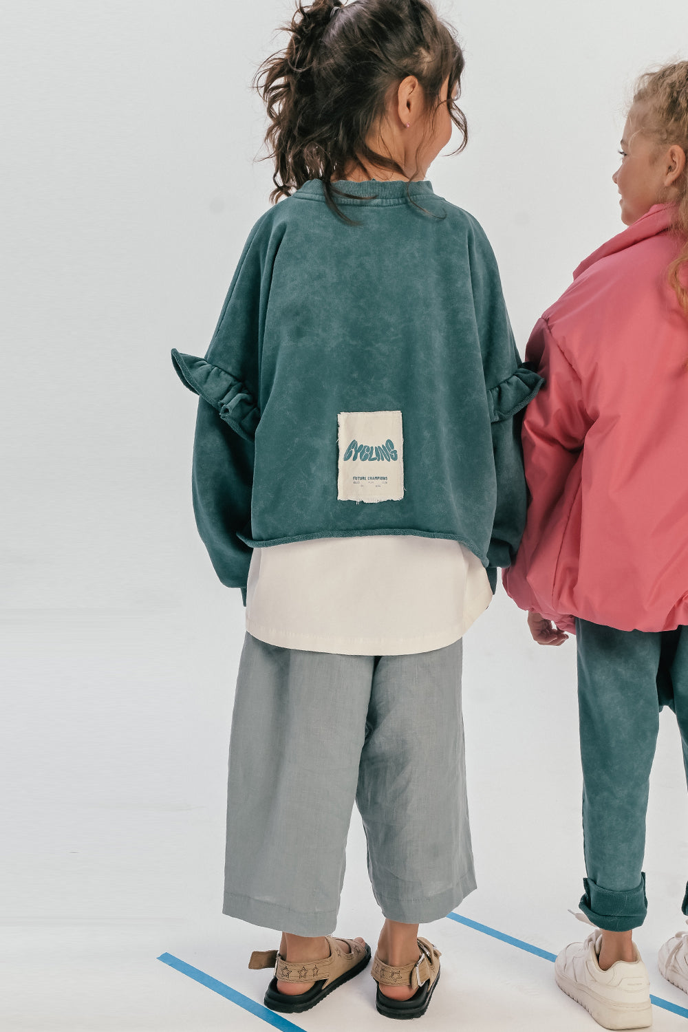bluza dziecięca - SHORT FRILL OCEAN SWEATSHIRT