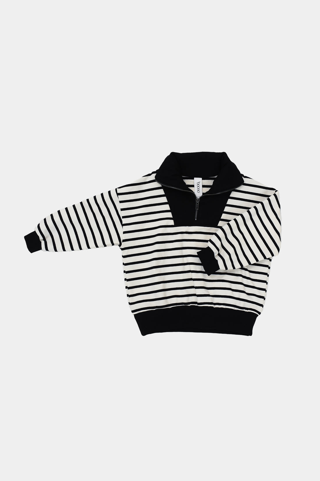 bluza dziecięca - HALF ZIP SWEATSHIRT ecru/black