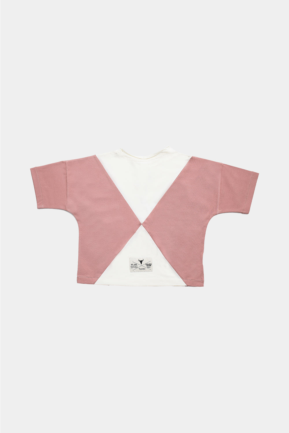 koszulka dziecięca- PANEL TEE ecru/pink