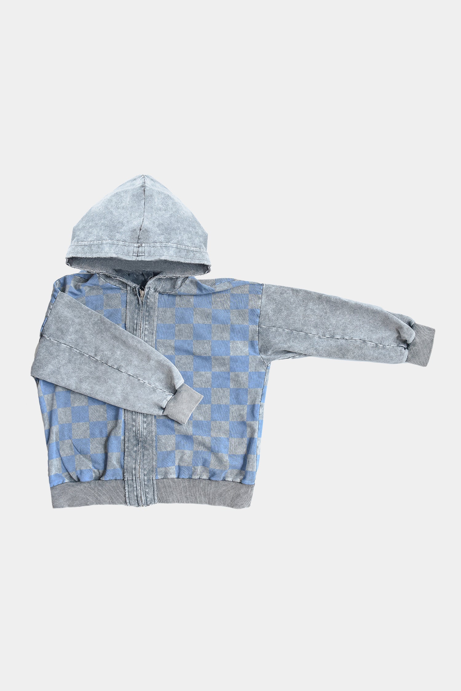 bluza dziecięca- ZIP CHECKED HOODIE gray/blue
