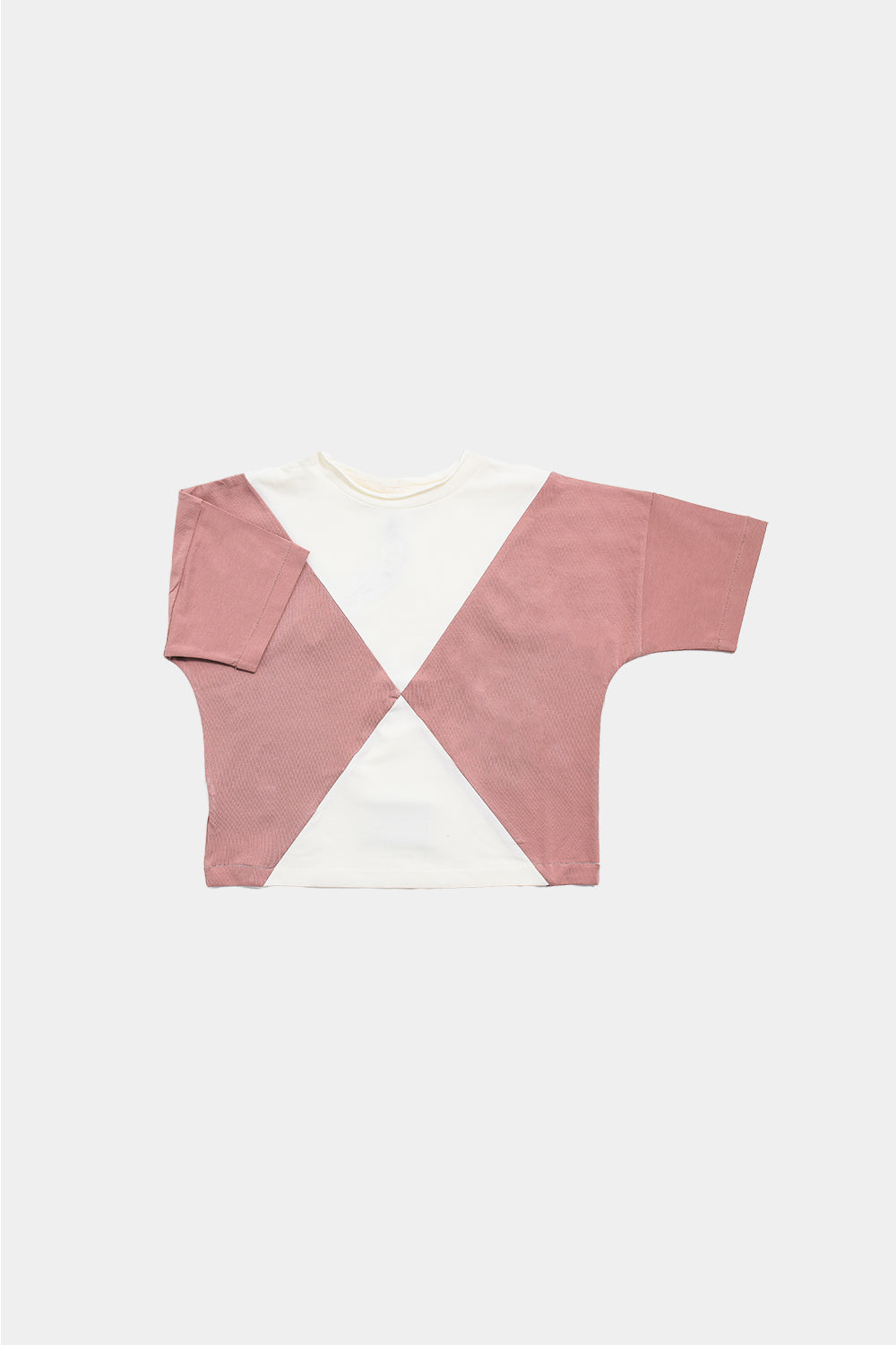 koszulka dziecięca- PANEL TEE ecru/pink