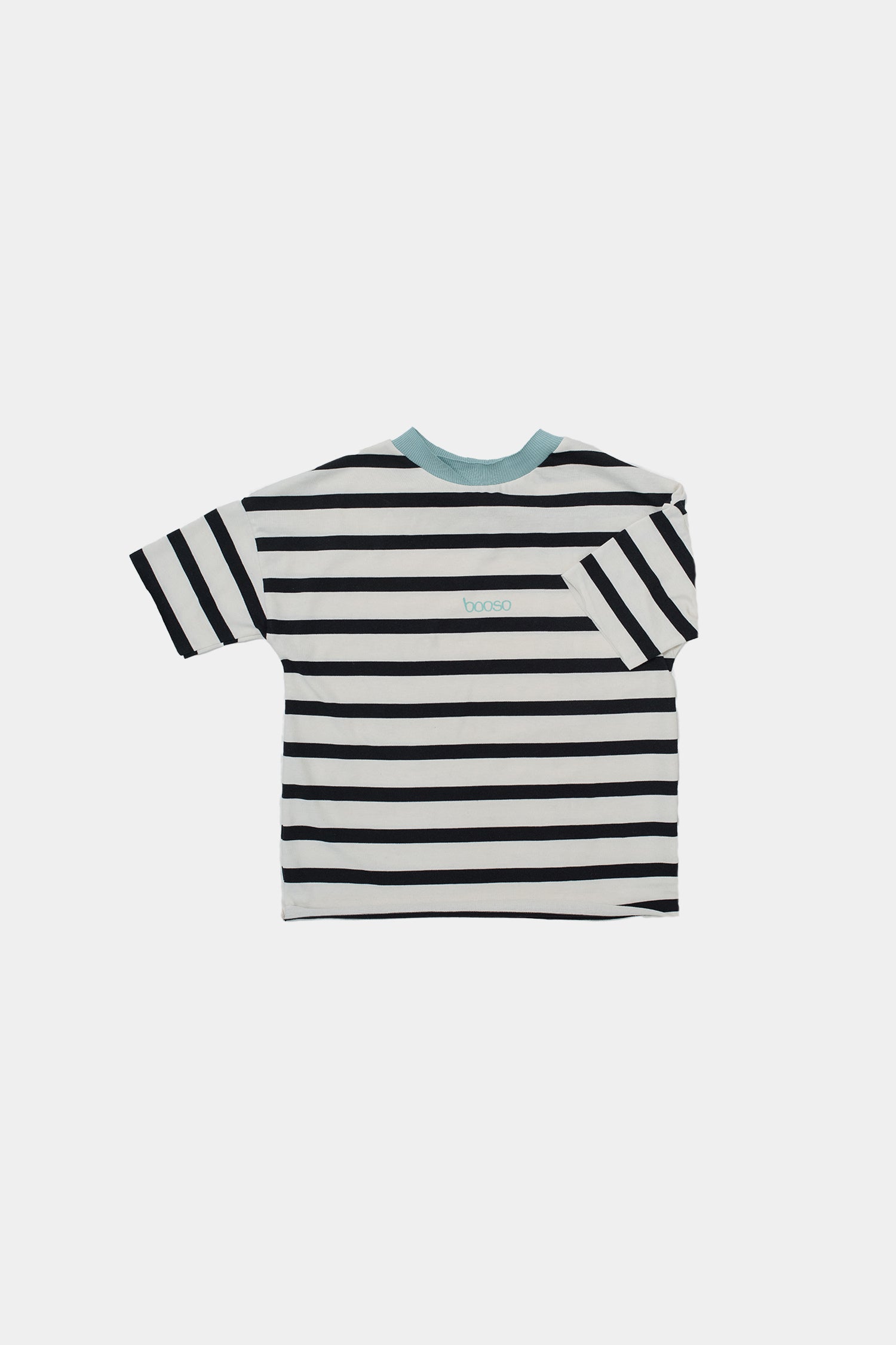 koszulka dziecięca- STRIPED TEE ecru/black/mint