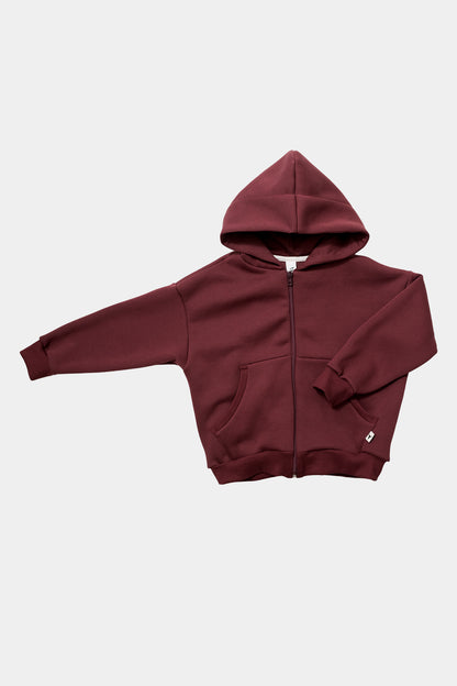 bluza dziecięca- WARM ZIP WIDE HOODIE burgund