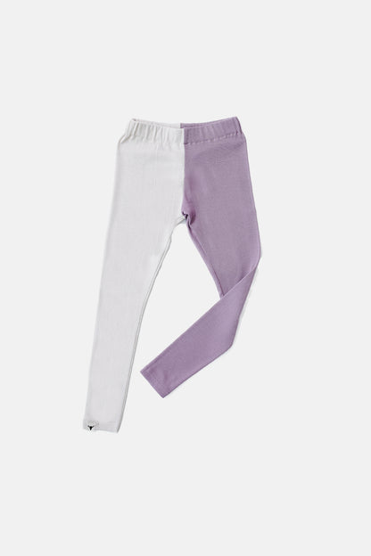 getry dziecięce - DOUBLE RIBB LEGGINS beige/purple