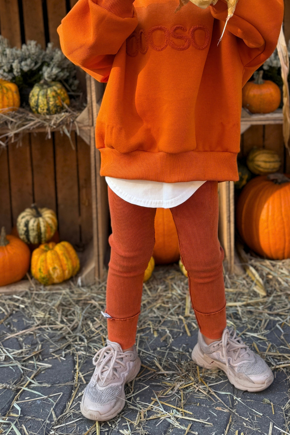 getry dziecięce- RIBB LEGGINS dark orange