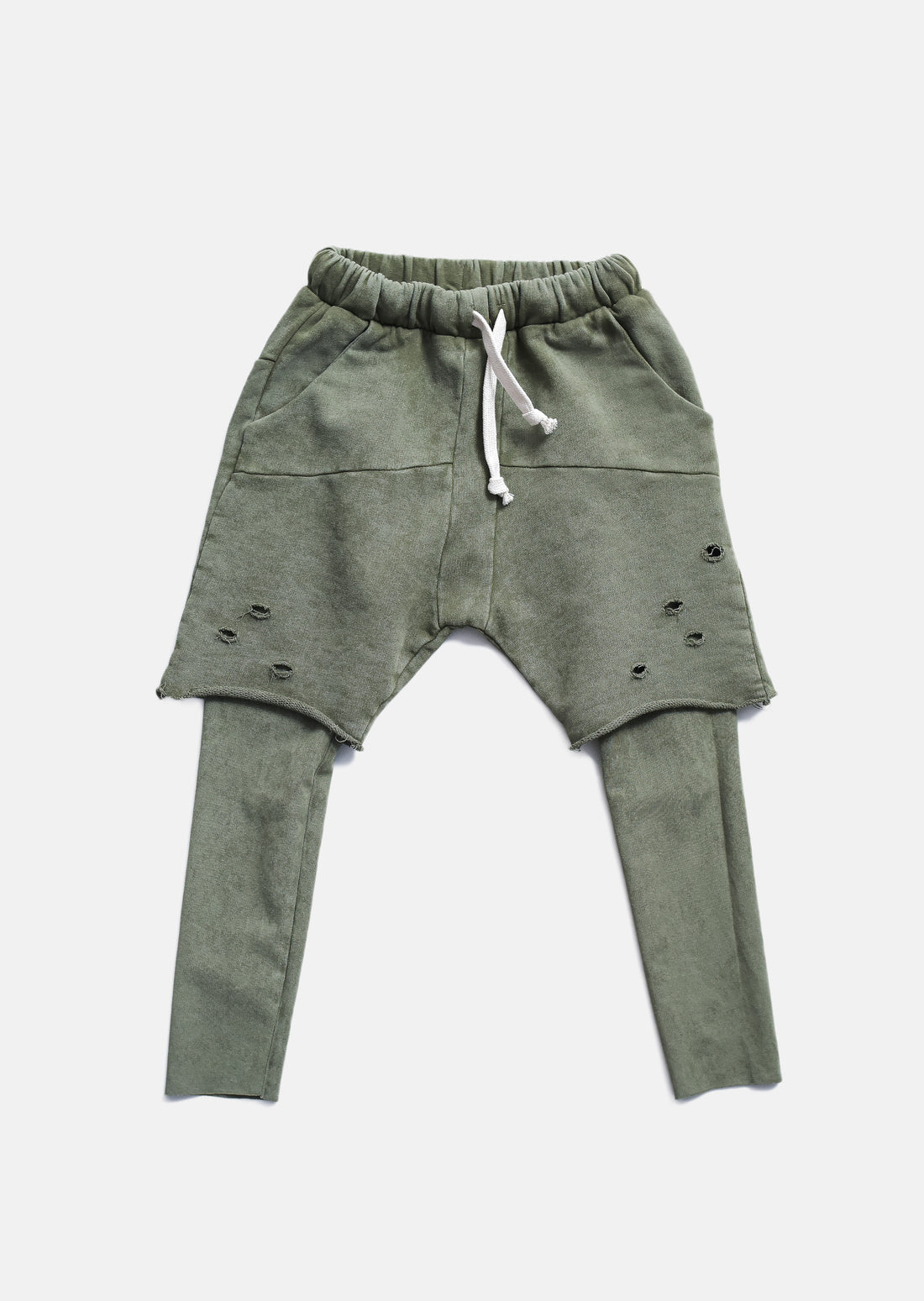 spodnie dziecięce- DOUBLE TORN PANTS vintage khaki