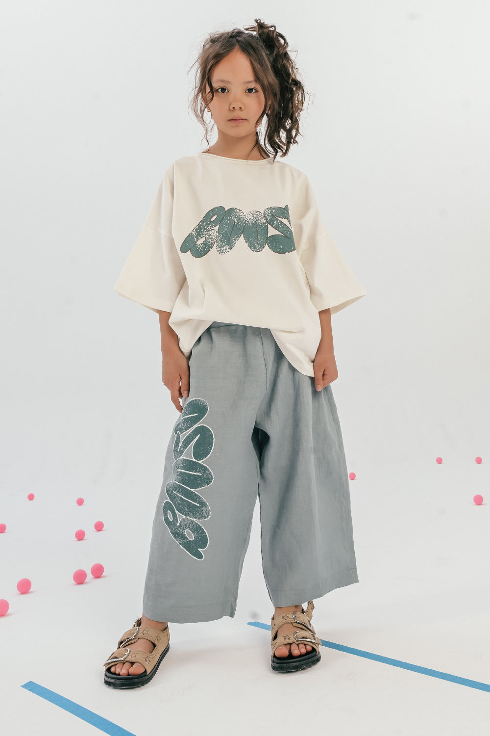 spodnie dziecięce - LINEN GREEN CULOTES