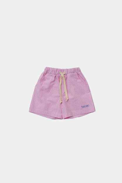 szorty dziecięce- STRIPED SHORTS pink/white