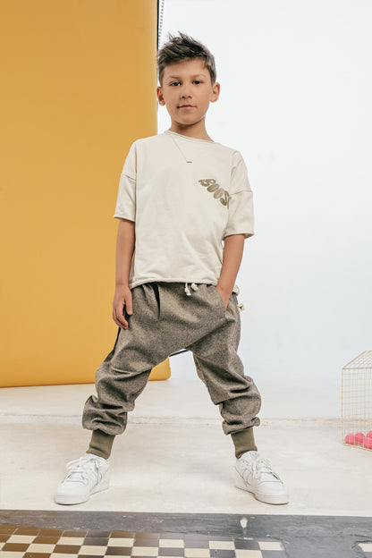 spodnie dziecięce- ELEGANT WELT PANTS khaki
