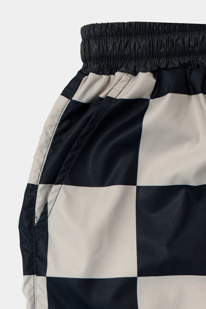 szorty dziecięce- DOUBLE NYLON CHECKED SHORTS beige/graphite