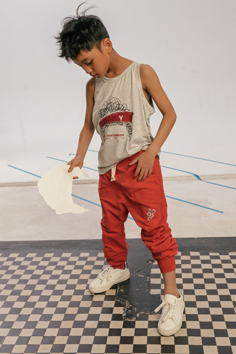spodnie dziecięce - SHAPE RED PANTS red