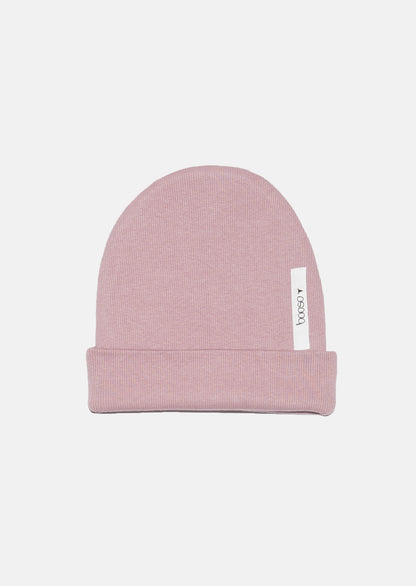 czapka dziecięca- RIBBING BEANIE double dusty pink