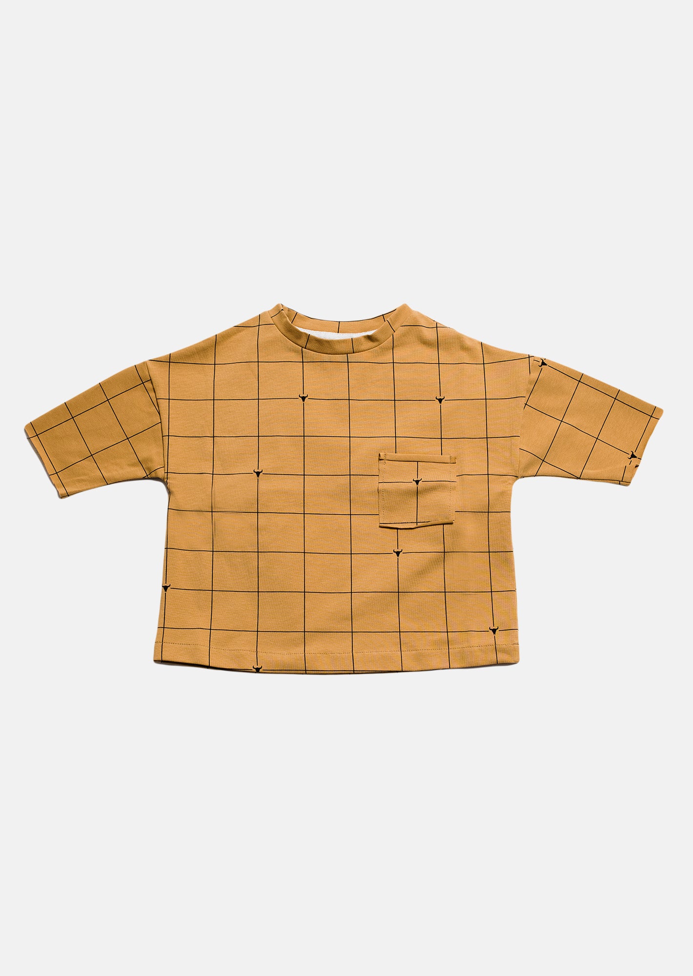 koszulka dziecięca - SHORT POCKET TEE grid ochra/black