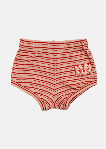 szorty dziecięce - STRIPED SHORTS beige/red