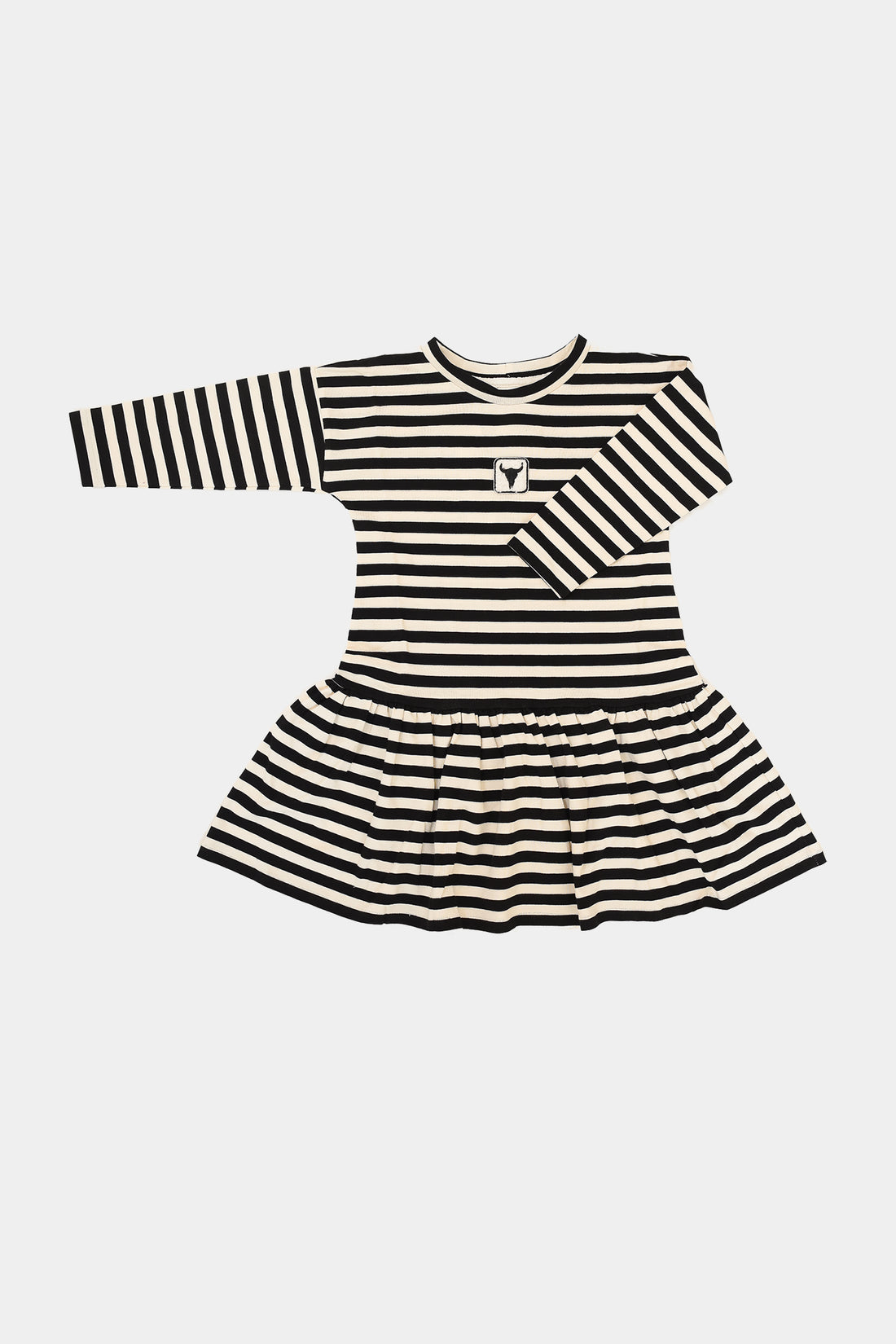 sukienka dziecięca- STRIPED LONG DRESS ecru/black