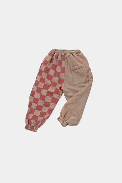 spodnie dziecięce- DOUBLE CHECKED WIDE PANTS beige/red
