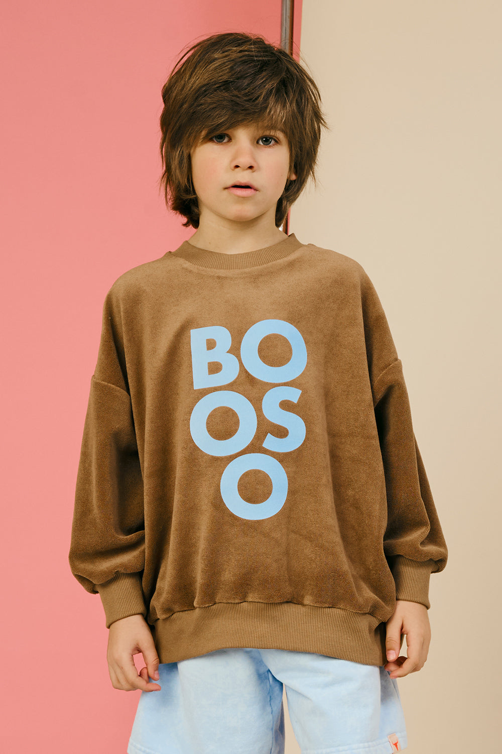 bluza dziecięca- TERRY BOOSO SWEATSHIRT brown/blue