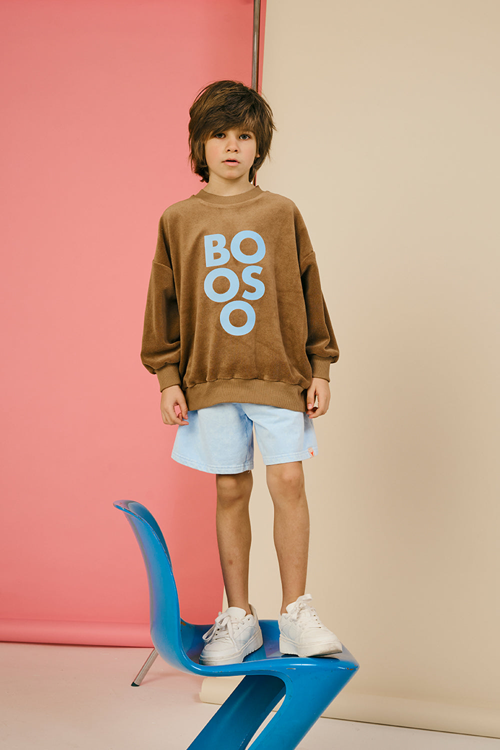 bluza dziecięca- TERRY BOOSO SWEATSHIRT brown/blue