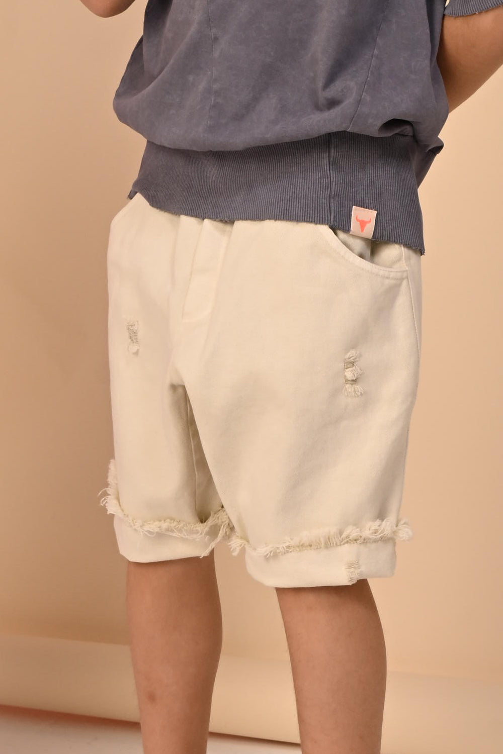 szorty dziecięce - JEANS SHORTS ivory