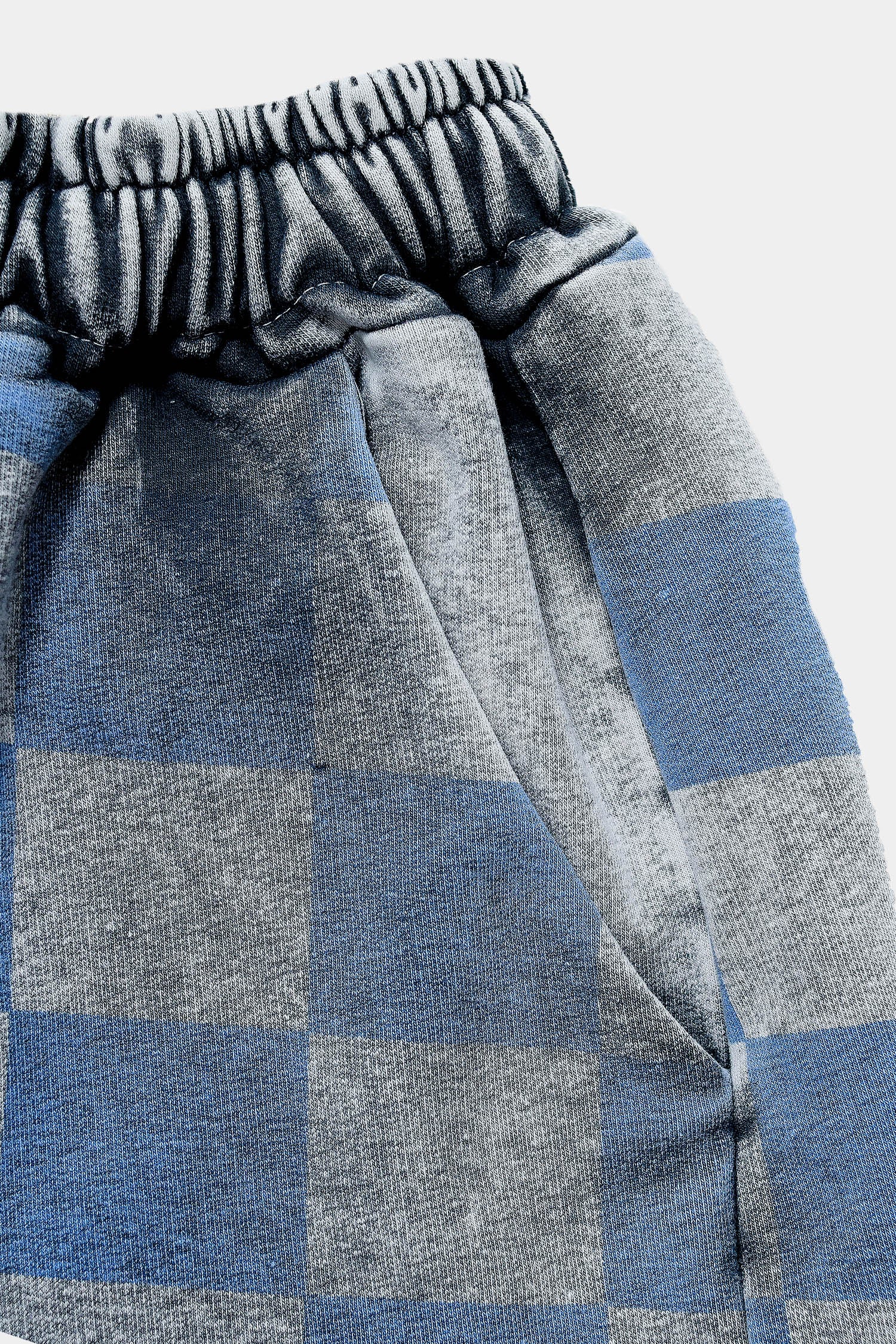spodnie dziecięce- WIDE CHECKED PANTS gray/blue
